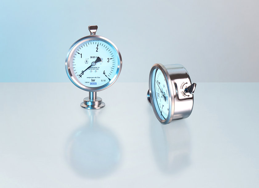 Hygienic diaphragm pressure gauge:  IP68 for cleaning with highly aggressive media